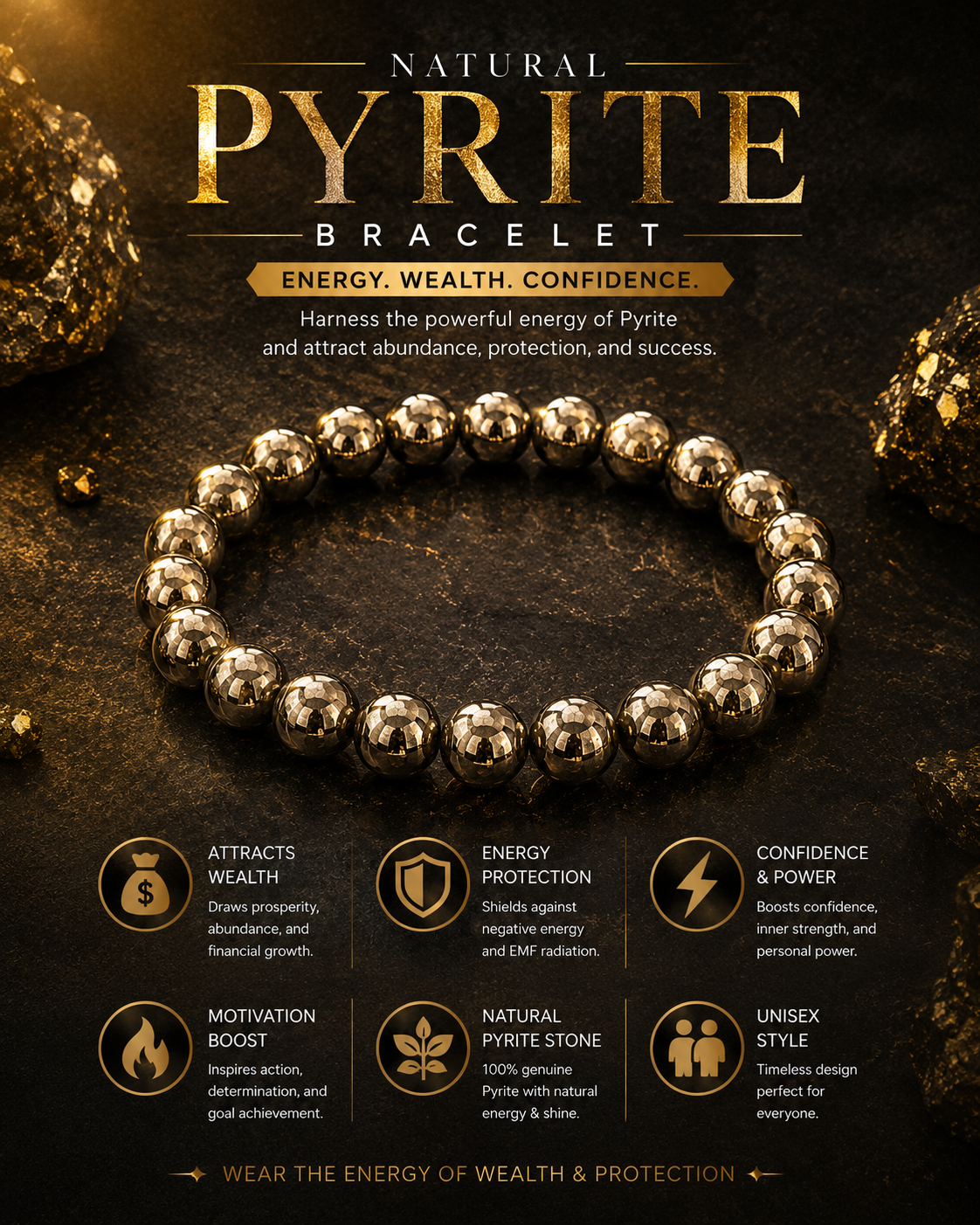 Pyrite Wealth Stone Bracelet